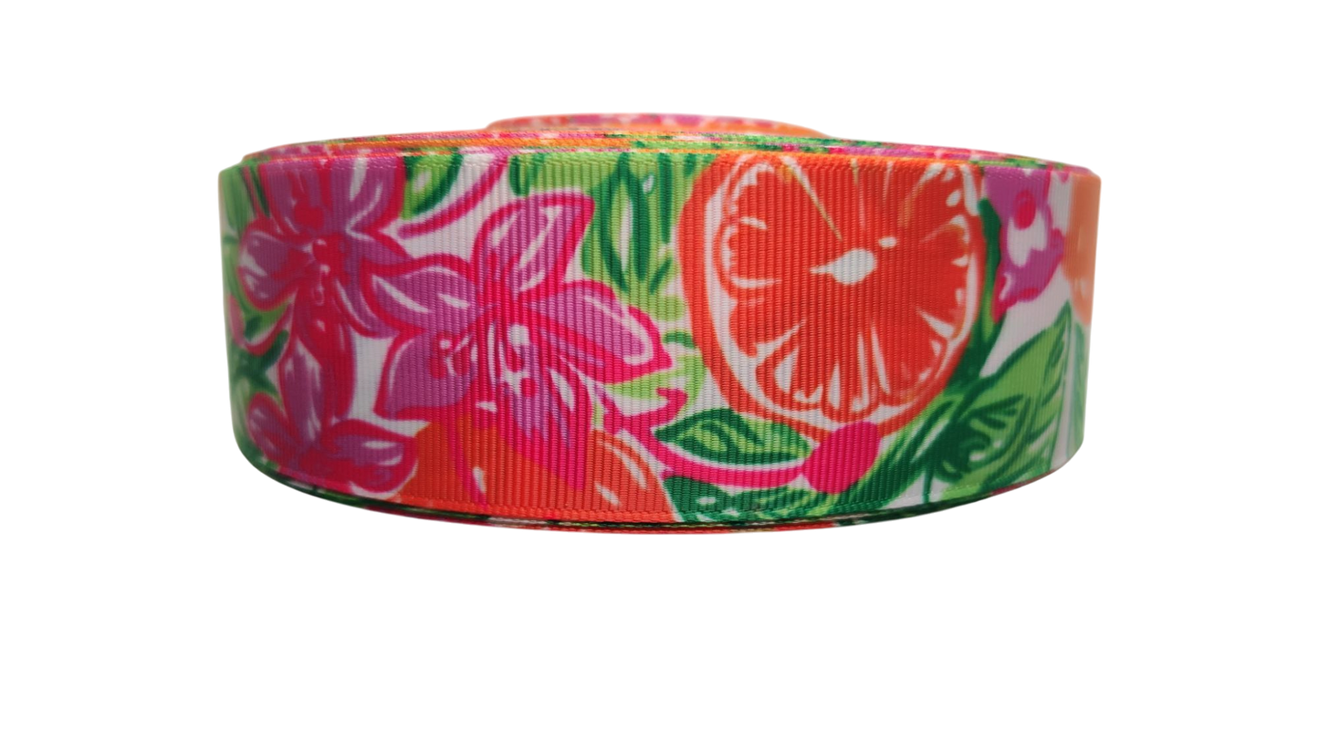 Doot's Pet - Collars For A Cause - 1.5" Wide Citrus and Flowers Nylon Dog Collar
