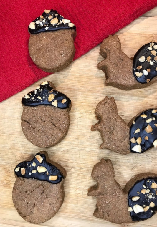 Peanut Butter Dog Treats – Squirrel & Acorn Fall Cookies