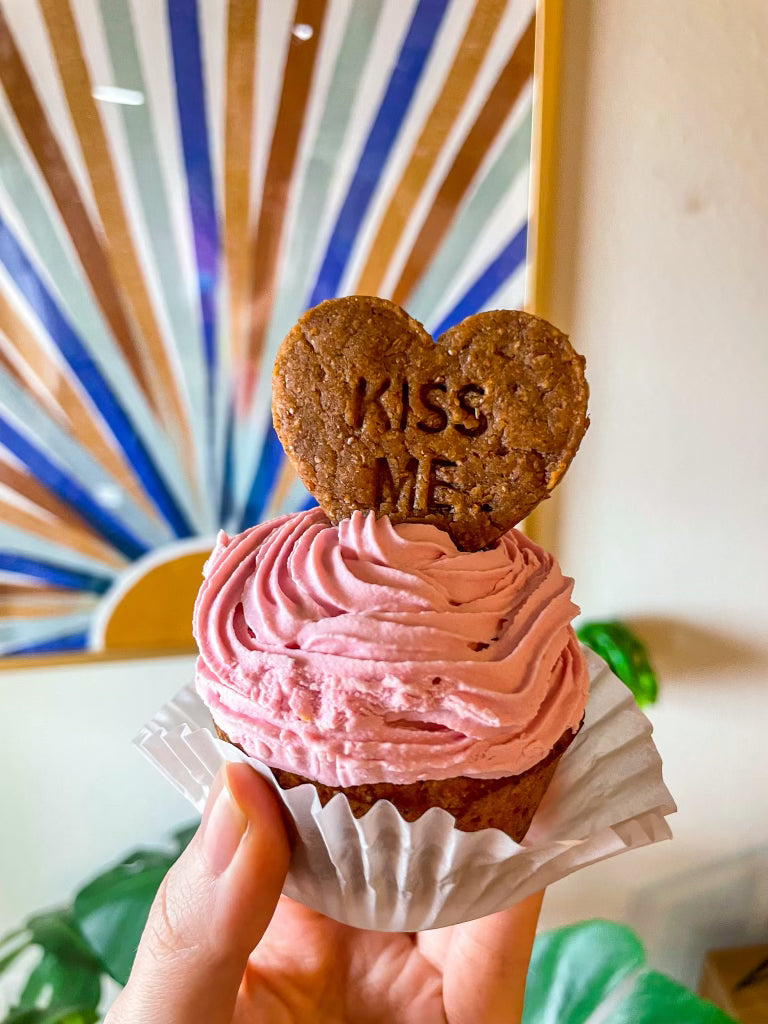 Peanut Butter Valentines Cupcakes for Dogs 4-Pack
