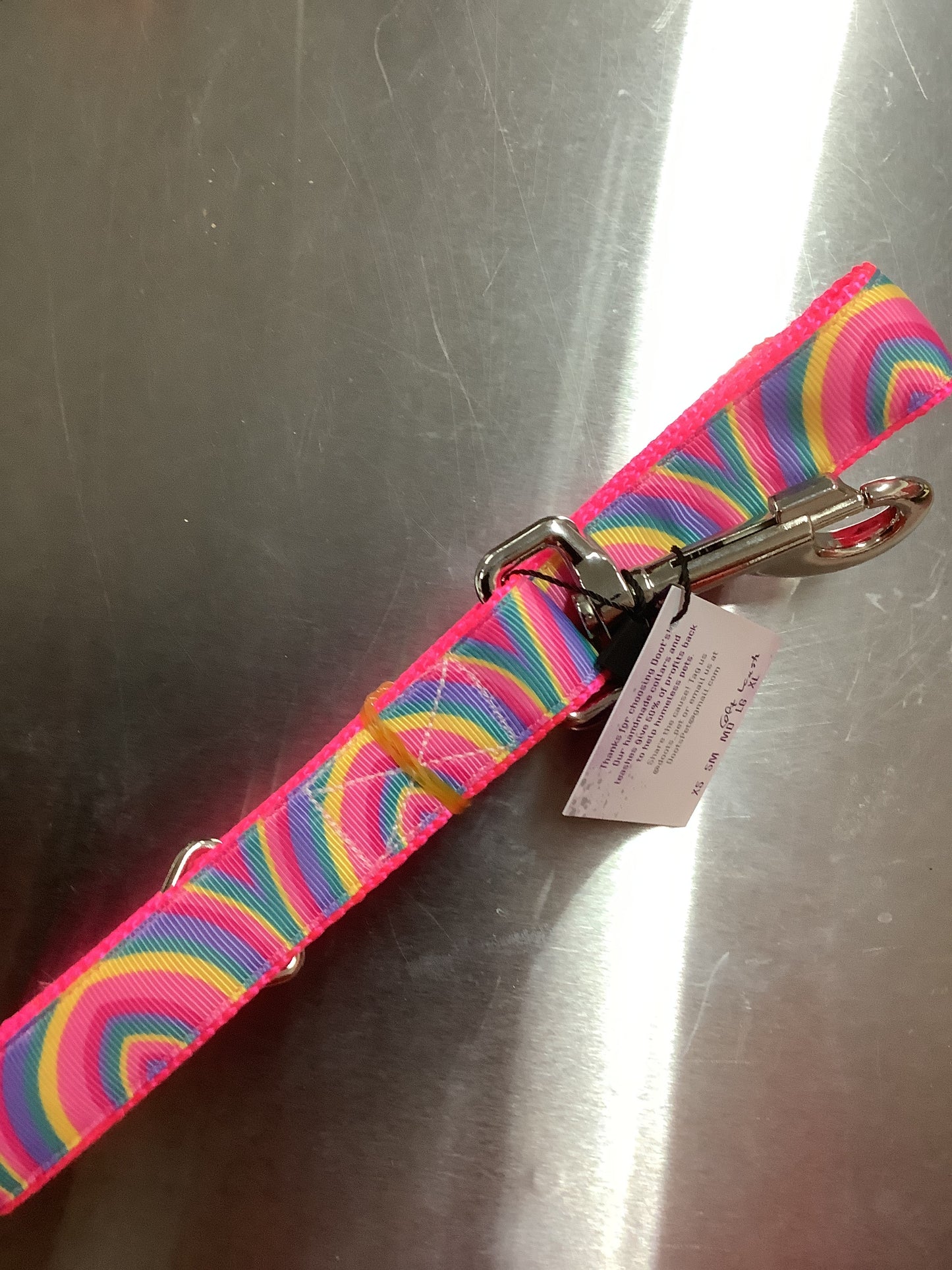 Pink Rainbows 6 ft Nylon Dog Leash