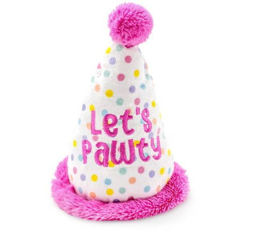 Plush Dog Toy – Pink Birthday Hat for Dogs (7-Inch)