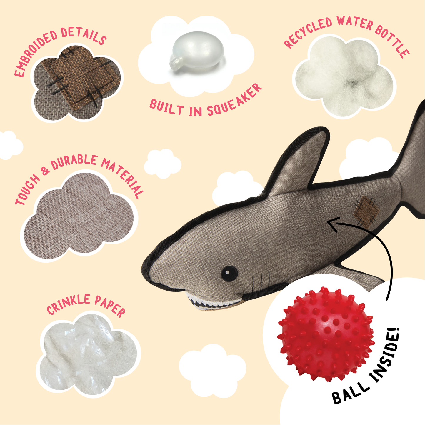 Shark Dog Toy (2-in-1)