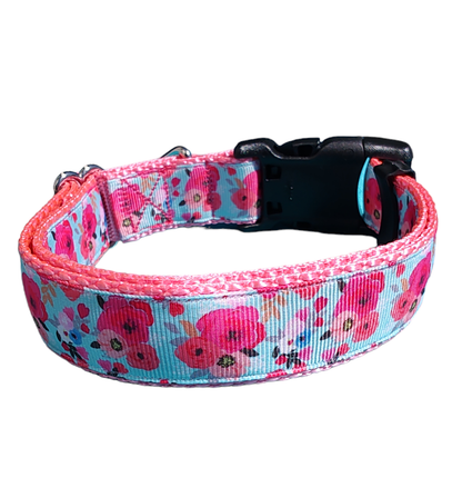 Doot's Pet - Collars For A Cause - Pink Floral Nylon Dog Collar MD, LG, XL, Leash