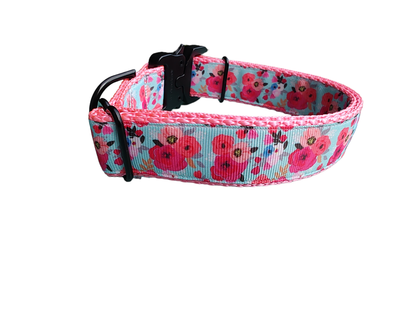 Doot's Pet - Collars For A Cause - Pink Floral Nylon Dog Collar MD, LG, XL, Leash