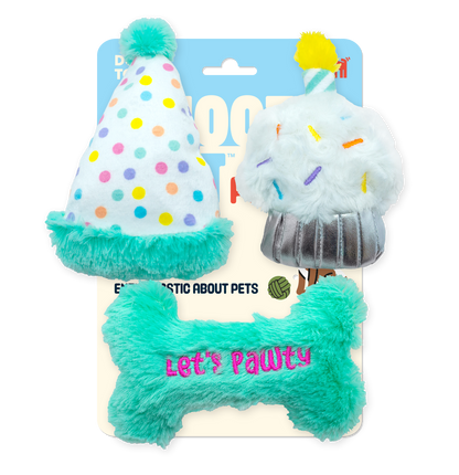 ThoozyPet Birthday 3pk Small Plush Dog Toys 5.5"