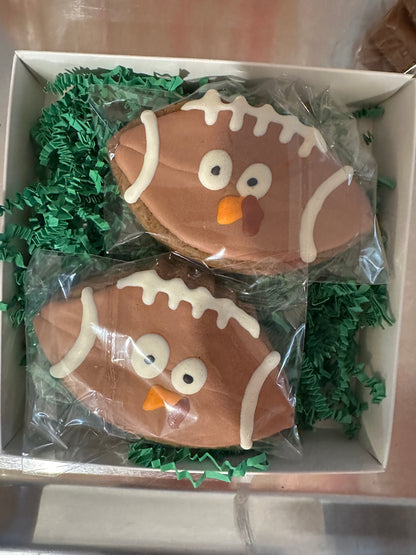 Peanut Butter Football Dog Cookies | Thanksgiving Turkey Dog Treats | Game Day Dog Biscuit Set | Handmade Fall Dog Treats