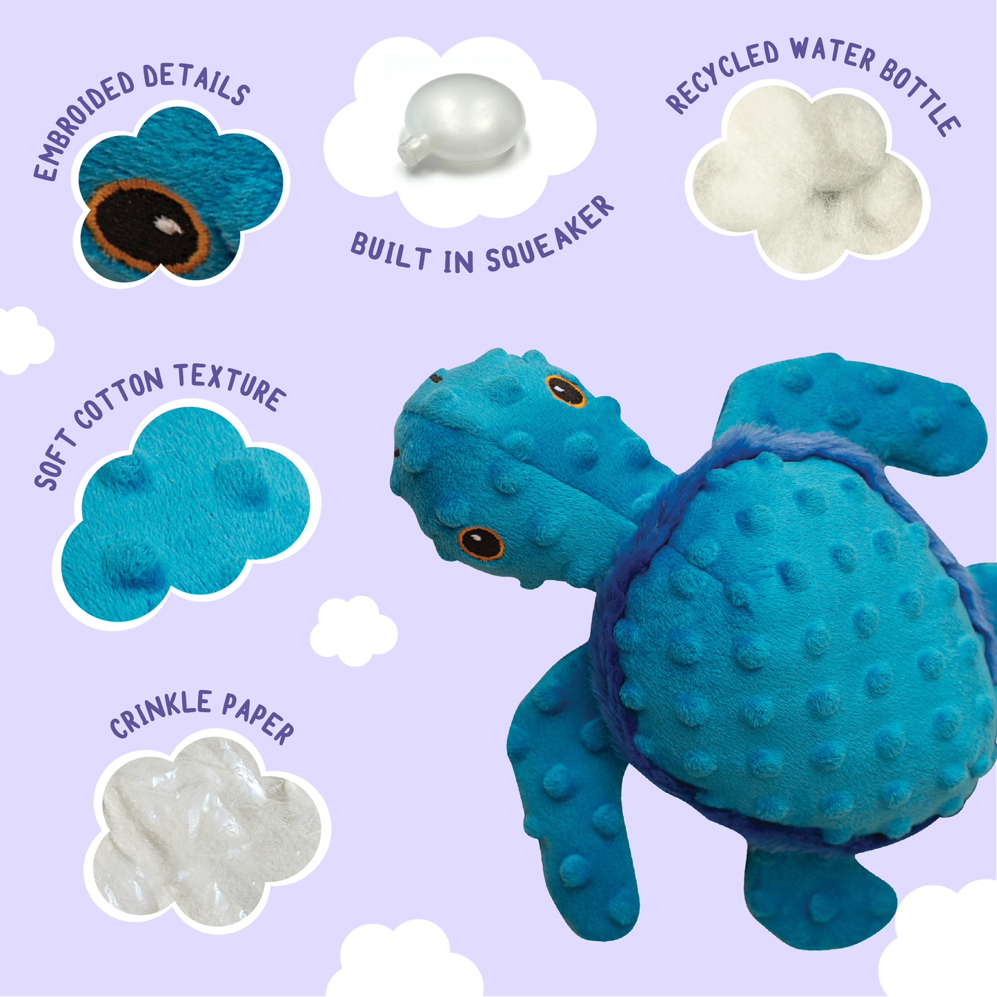 Turtle Dog Toy - Blue
