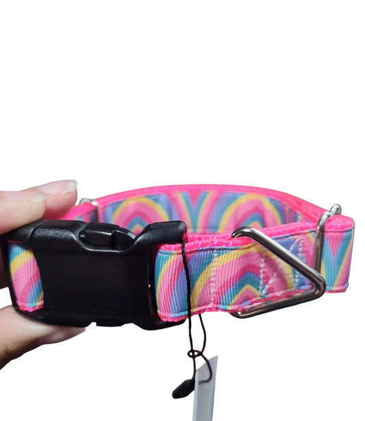 Pink Rainbow Dog Nylon Dog Collar