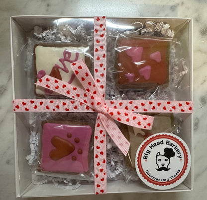 Valentine’s Day Peanut Butter Dog Cookies | Hand-Decorated | Dog-Safe | Love-Baked