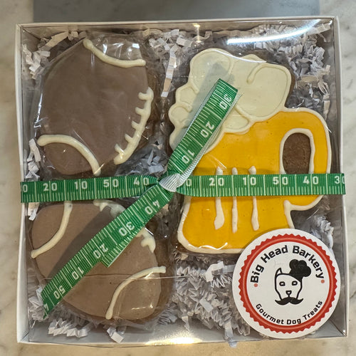 Peanut Butter Dog Treats – Game Day Football & Beer Cookies