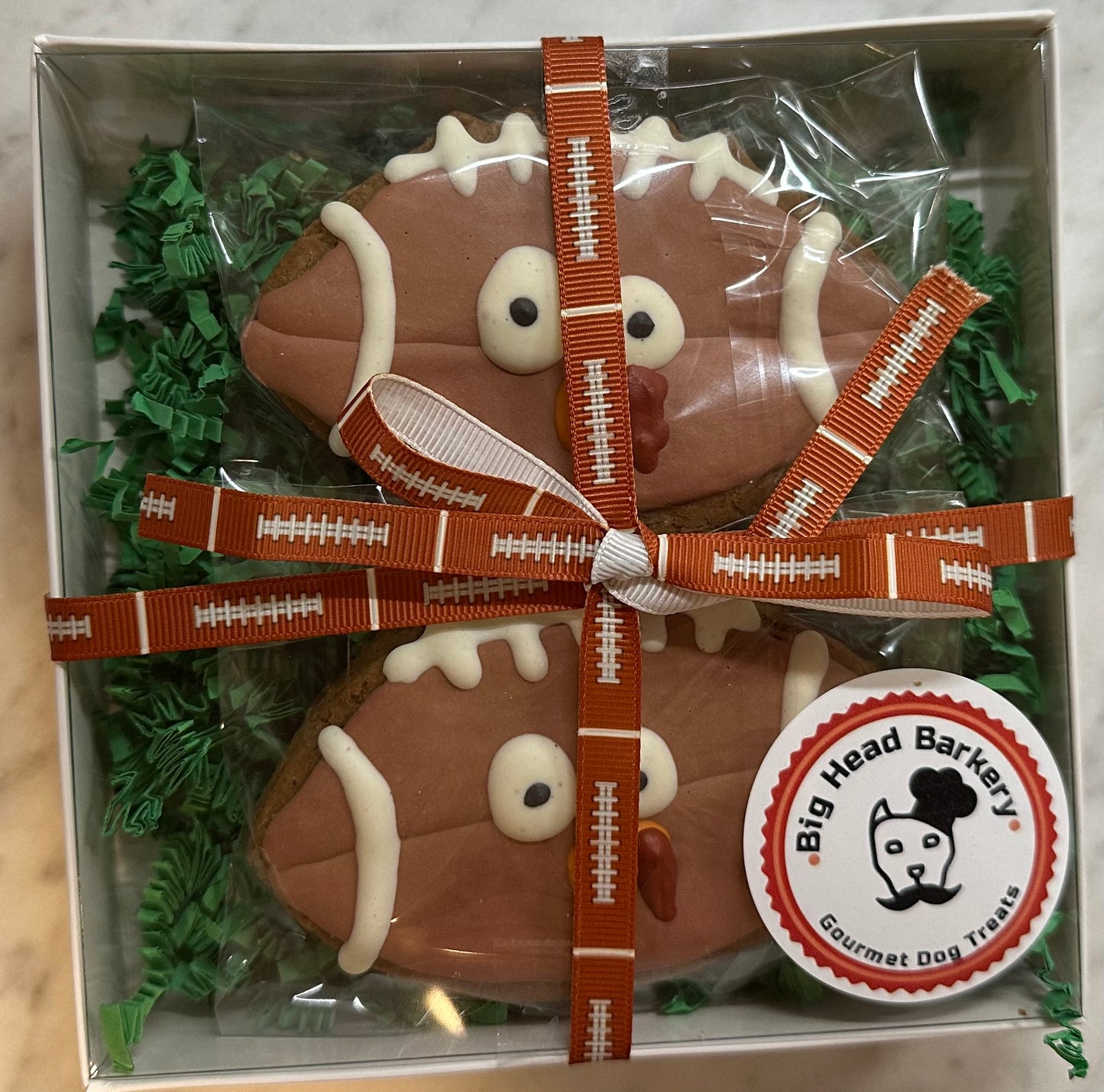 Peanut Butter Football Dog Cookies | Thanksgiving Turkey Dog Treats | Game Day Dog Biscuit Set | Handmade Fall Dog Treats