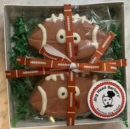 Peanut Butter Football Dog Cookies | Thanksgiving Turkey Dog Treats | Game Day Dog Biscuit Set | Handmade Fall Dog Treats