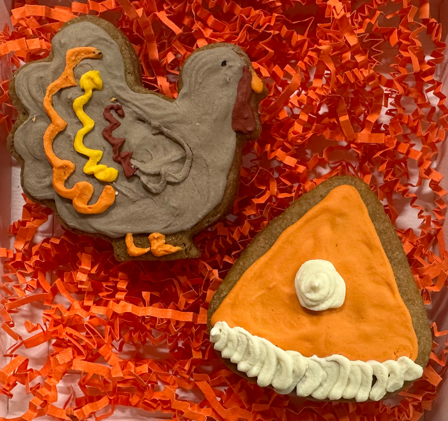 Thanksgiving Dog Treats Large peanut butter cookies in festive shapes!