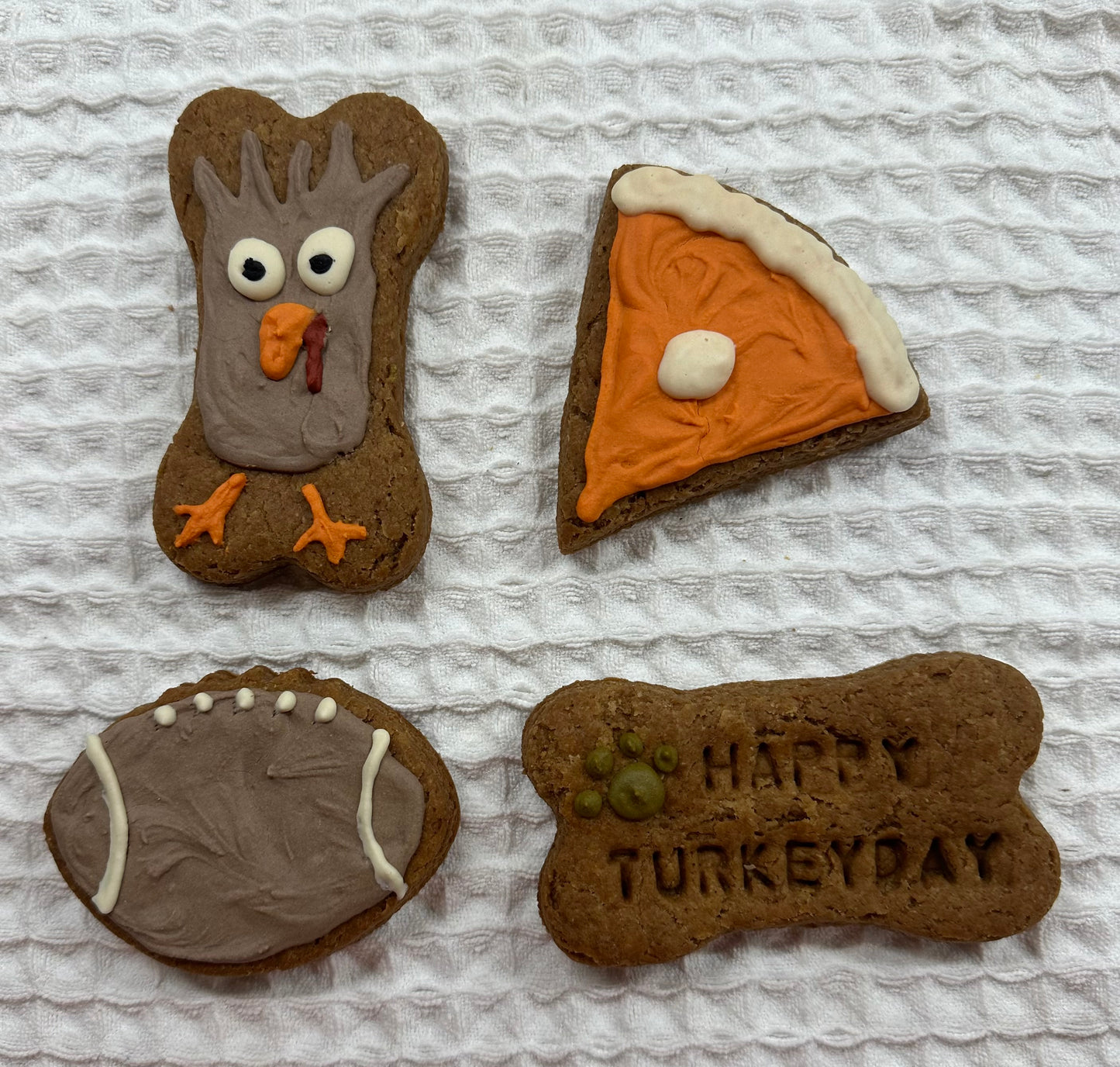 Thanksgiving Dog Treats Large peanut butter cookies in festive shapes!