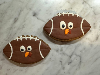 Peanut Butter Football Dog Cookies | Thanksgiving Turkey Dog Treats | Game Day Dog Biscuit Set | Handmade Fall Dog Treats