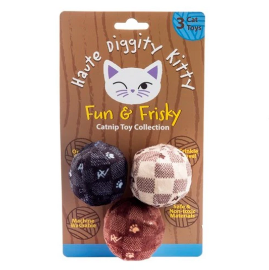 Checker Catnip Ball Toy Set (3-Pack)