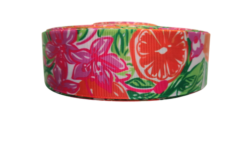 Doot's Pet - Collars For A Cause - 1.5" Wide Citrus and Flowers Nylon Dog Collar