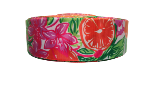 Doot's Pet - Collars For A Cause - 1.5" Wide Citrus and Flowers Nylon Dog Collar
