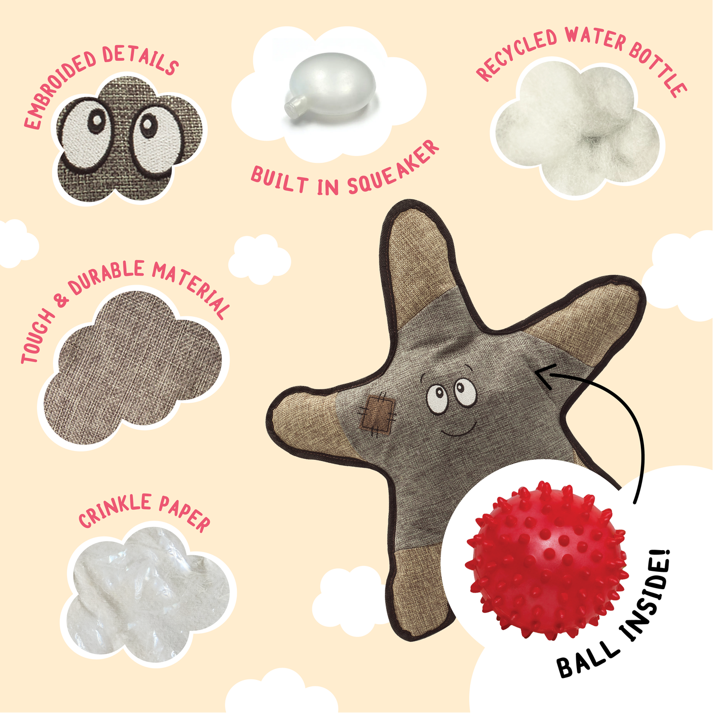 Starfish Dog Toy (2-in-1)