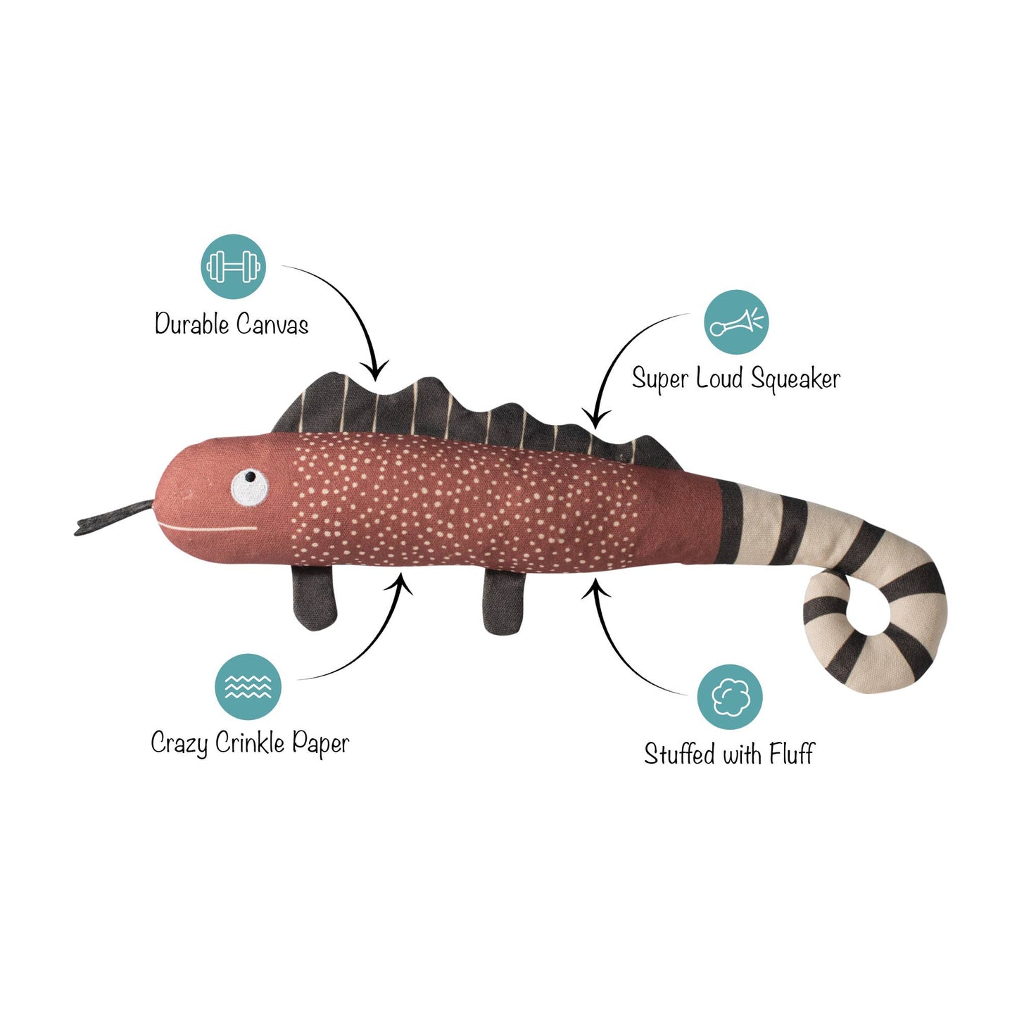 Petshop by Fringe Studio - CANVAS SQUEAKER DOG TOY ONE IN A CHAMELEON
