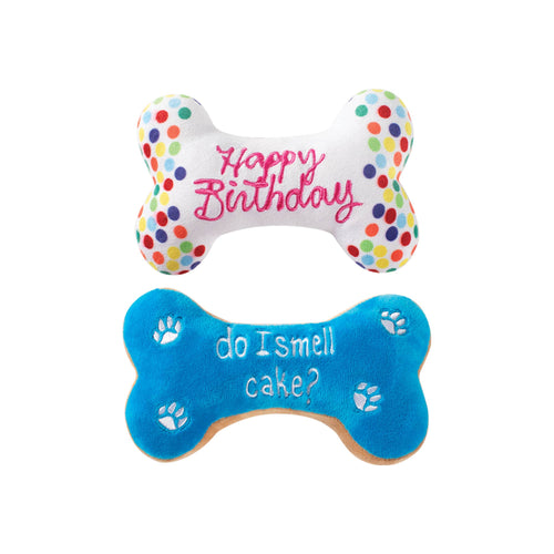 Birthday Bone Cookies Dog Toy Set – Plush Squeaker Toys
